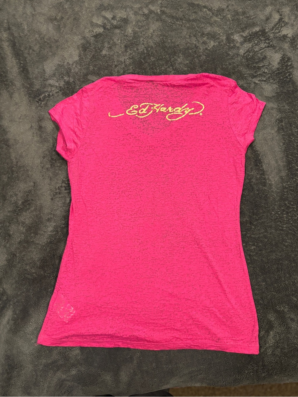 Ed Hardy Pink Tiger Graphic V-Neck Short Sleeve Women's T-Shirt LG - Picture 2 of 3